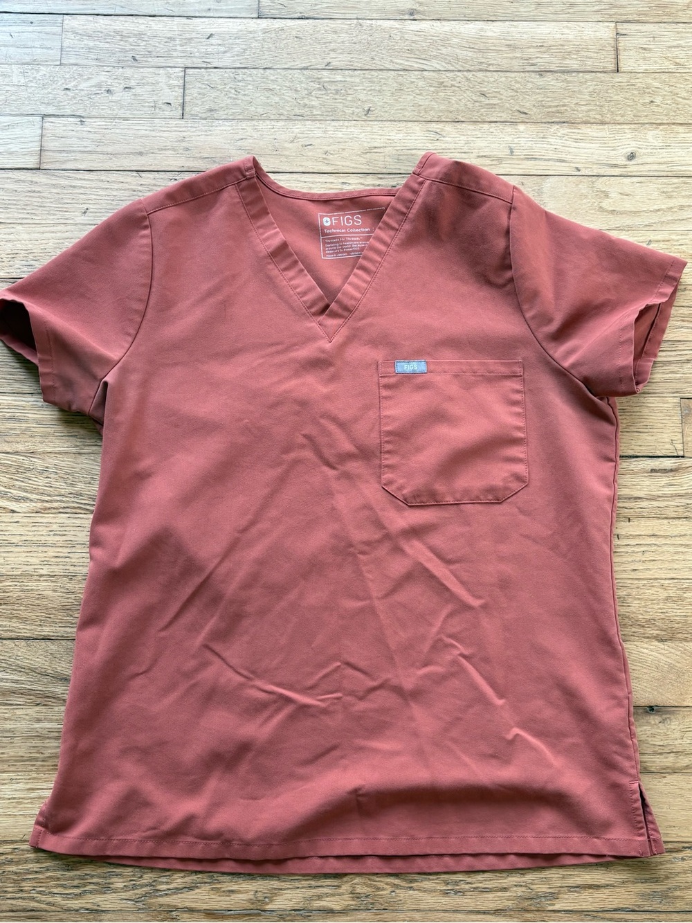 Figs Catalina Scrub Top in Rust Terracotta